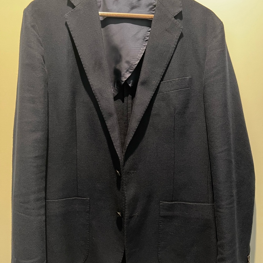 Men's J. Crew Ludlow Wool-Cotton Navy Blazer 40R English Moon Fabric